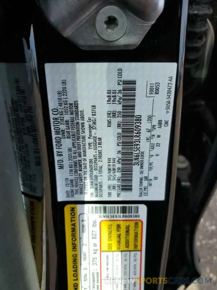 13 Photograph of a damaged car 3LN6L5E93LR609380 LINCOLN MKZ 2020