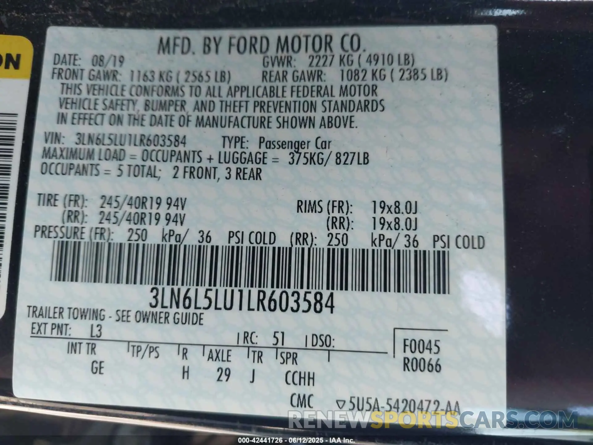9 Photograph of a damaged car 3LN6L5LU1LR603584 LINCOLN MKZ 2020