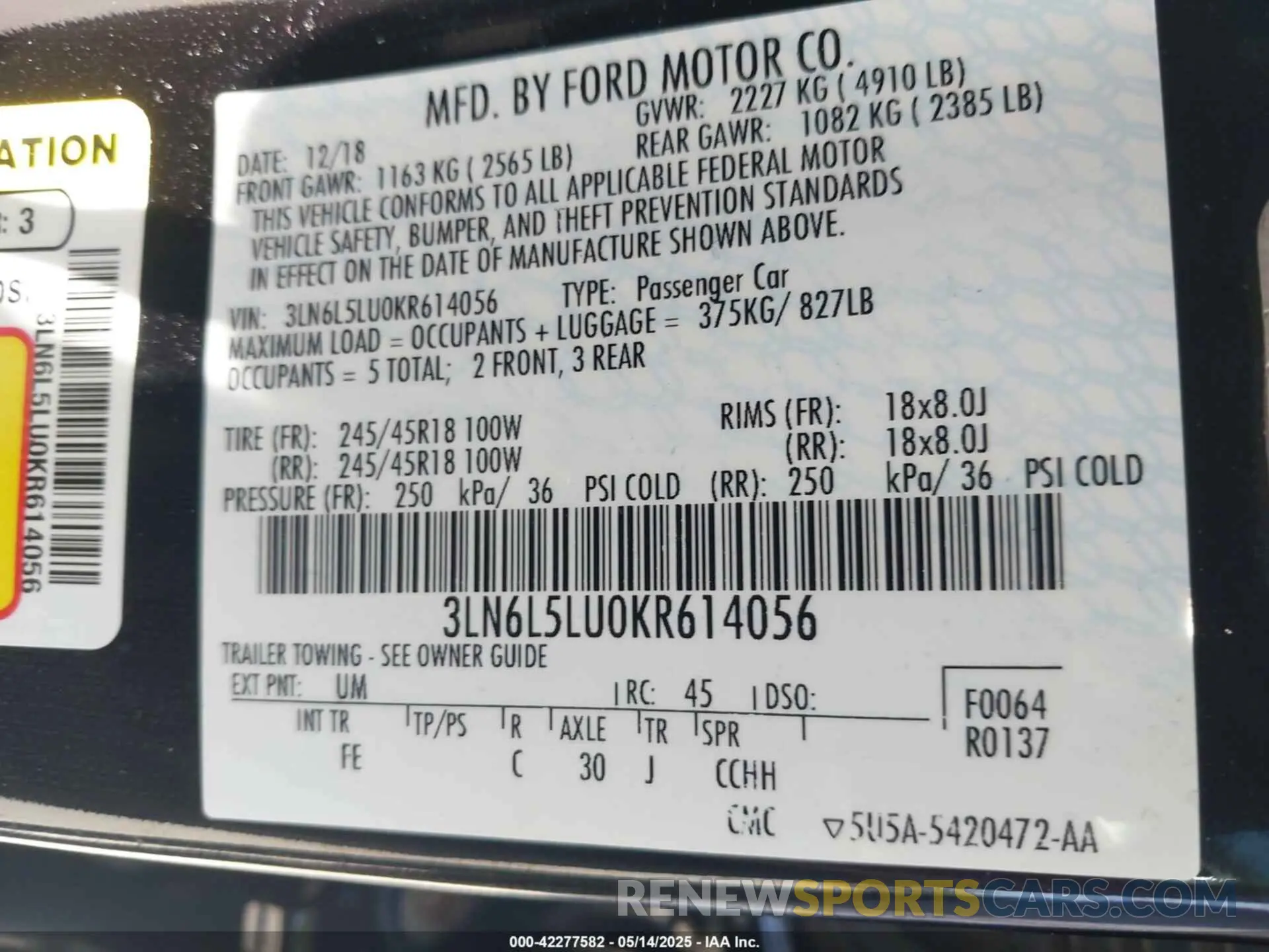 9 Photograph of a damaged car 3LN6L5LU0KR614056 LINCOLN MKZ HYBRID 2019