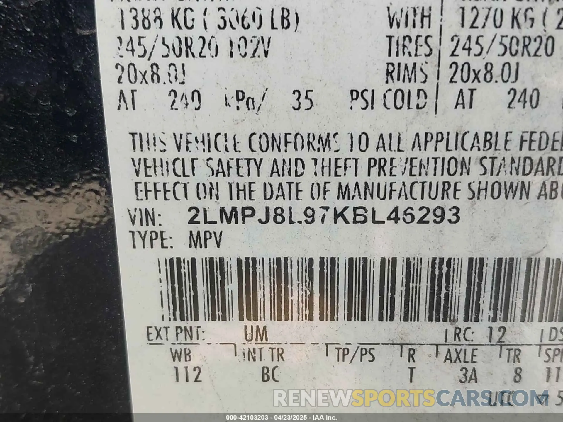 9 Photograph of a damaged car 2LMPJ8L97KBL46293 LINCOLN NAUTILUS 2019