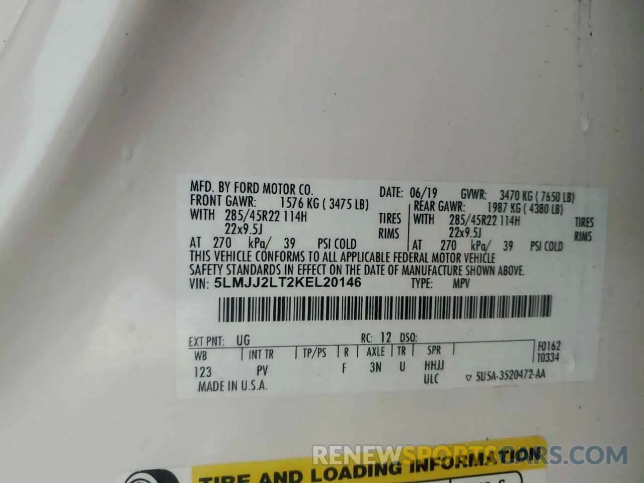 13 Photograph of a damaged car 5LMJJ2LT2KEL20146 LINCOLN NAVIGATOR 2019