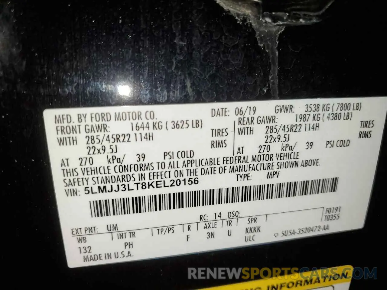 13 Photograph of a damaged car 5LMJJ3LT8KEL20156 LINCOLN NAVIGATOR 2019