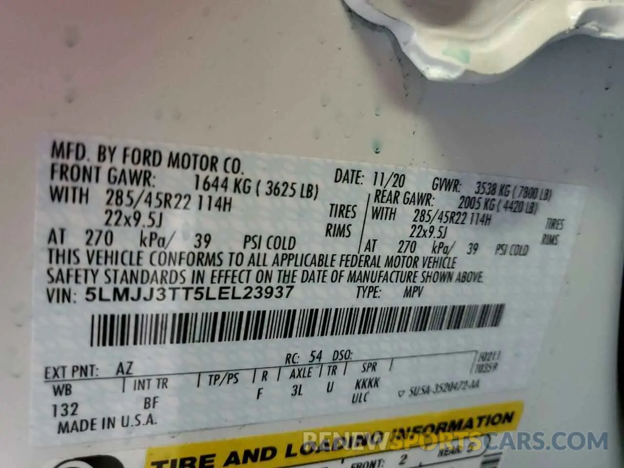 14 Photograph of a damaged car 5LMJJ3TT5LEL23937 LINCOLN NAVIGATOR 2020
