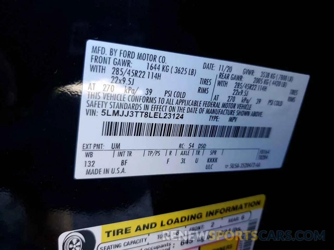13 Photograph of a damaged car 5LMJJ3TT8LEL23124 LINCOLN NAVIGATOR 2020