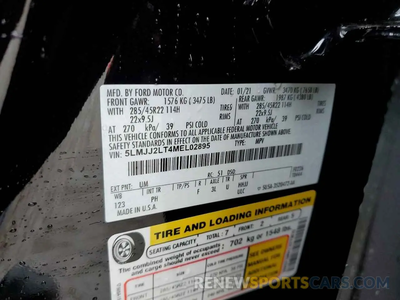 13 Photograph of a damaged car 5LMJJ2LT4MEL02895 LINCOLN NAVIGATOR 2021
