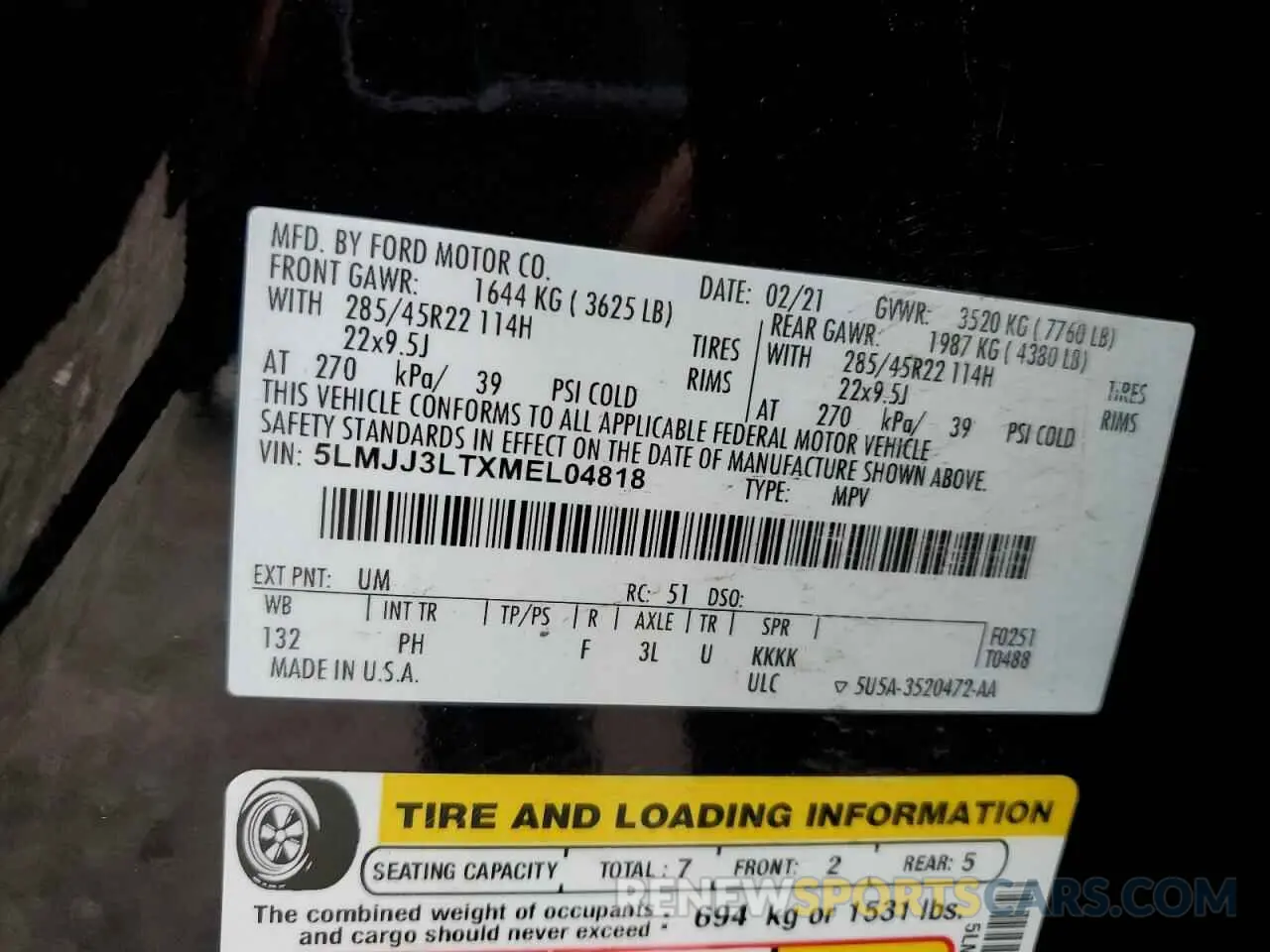 13 Photograph of a damaged car 5LMJJ3LTXMEL04818 LINCOLN NAVIGATOR 2021