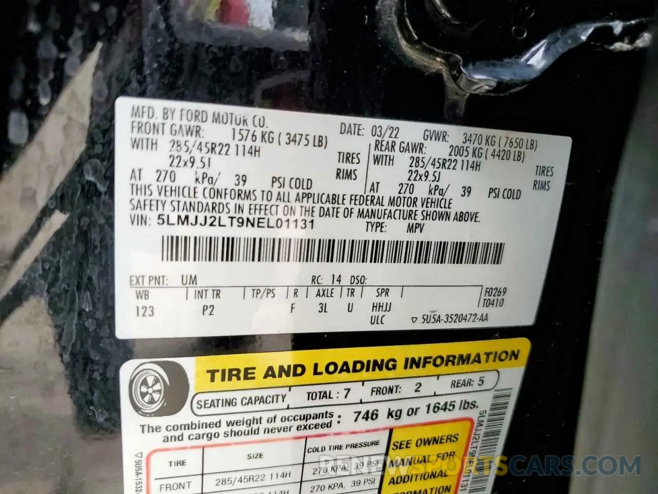 13 Photograph of a damaged car 5LMJJ2LT9NEL01131 LINCOLN NAVIGATOR 2022