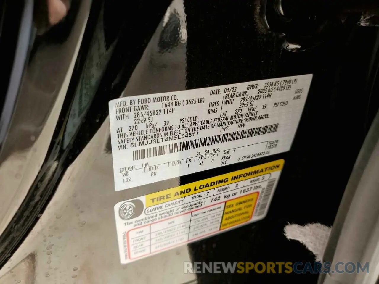 13 Photograph of a damaged car 5LMJJ3LT4NEL04511 LINCOLN NAVIGATOR 2022