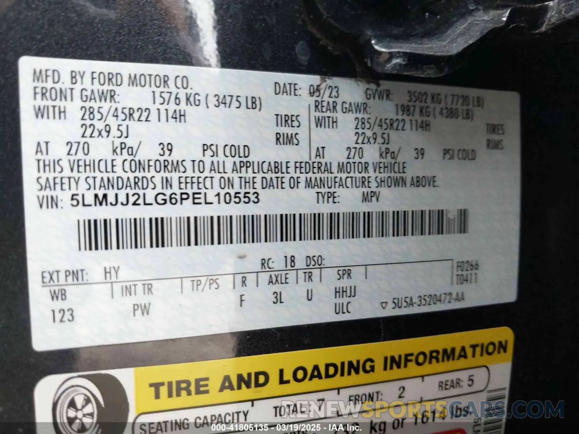 9 Photograph of a damaged car 5LMJJ2LG6PEL10553 LINCOLN NAVIGATOR 2023