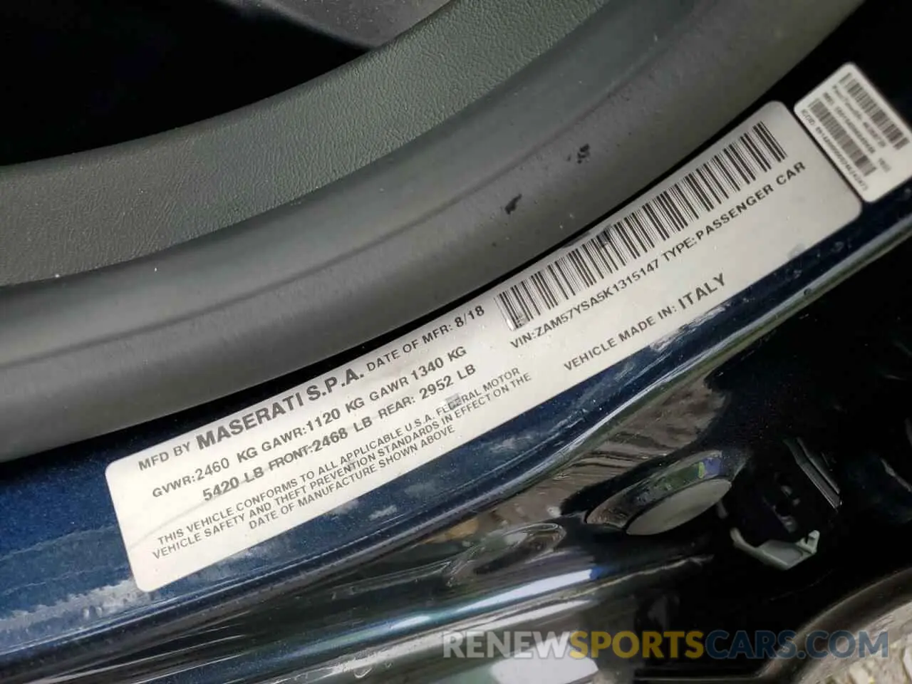 12 Photograph of a damaged car ZAM57YSA5K1315147 MASERATI ALL MODELS 2019