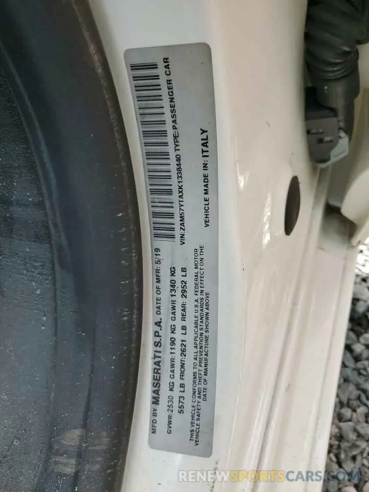 13 Photograph of a damaged car ZAM57YTAXK1338440 MASERATI ALL MODELS 2019