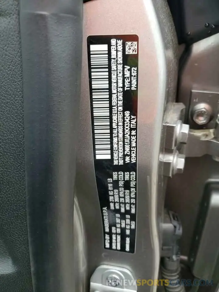 13 Photograph of a damaged car ZN661XUA2KX334249 MASERATI ALL MODELS 2019