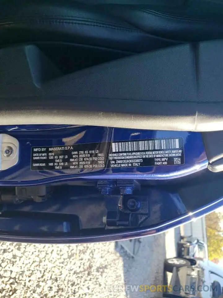 14 Photograph of a damaged car ZN661XUA3KX338973 MASERATI ALL MODELS 2019
