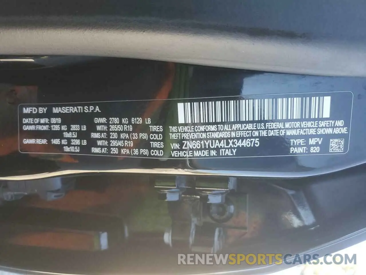 15 Photograph of a damaged car ZN661YUA4LX344675 MASERATI ALL MODELS 2020