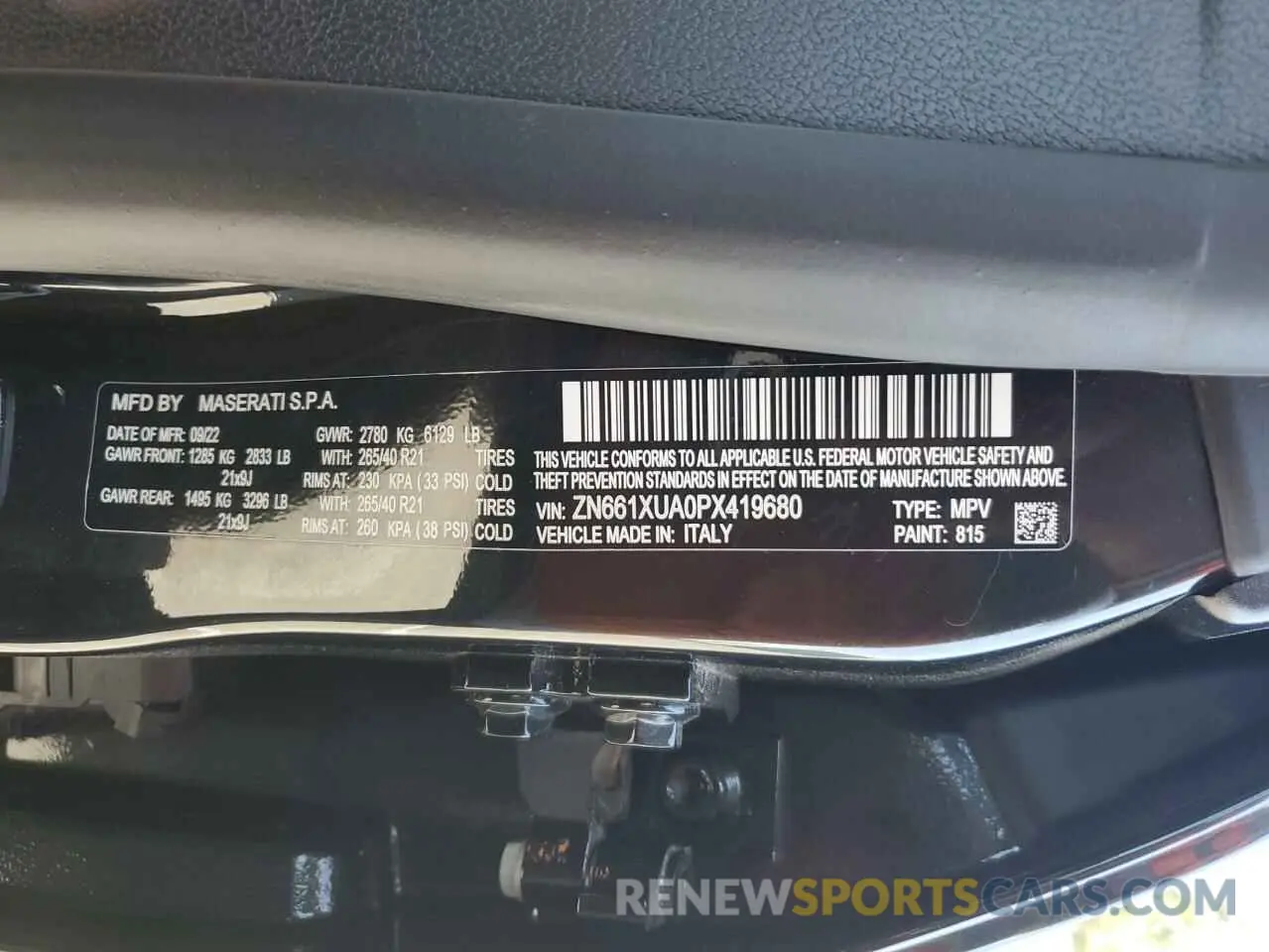 13 Photograph of a damaged car ZN661XUA0PX419680 MASERATI ALL MODELS 2023