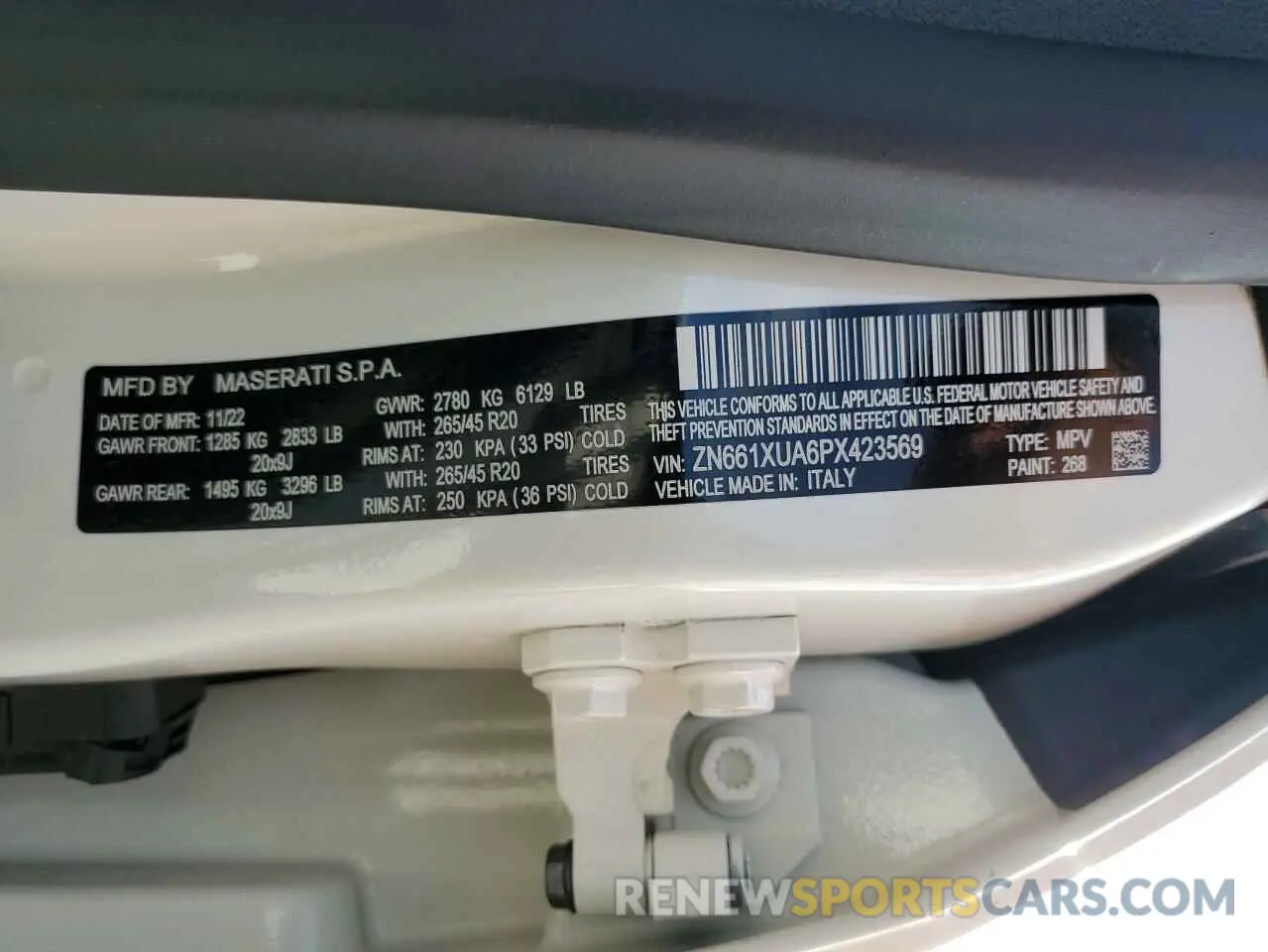 13 Photograph of a damaged car ZN661XUA6PX423569 MASERATI ALL MODELS 2023