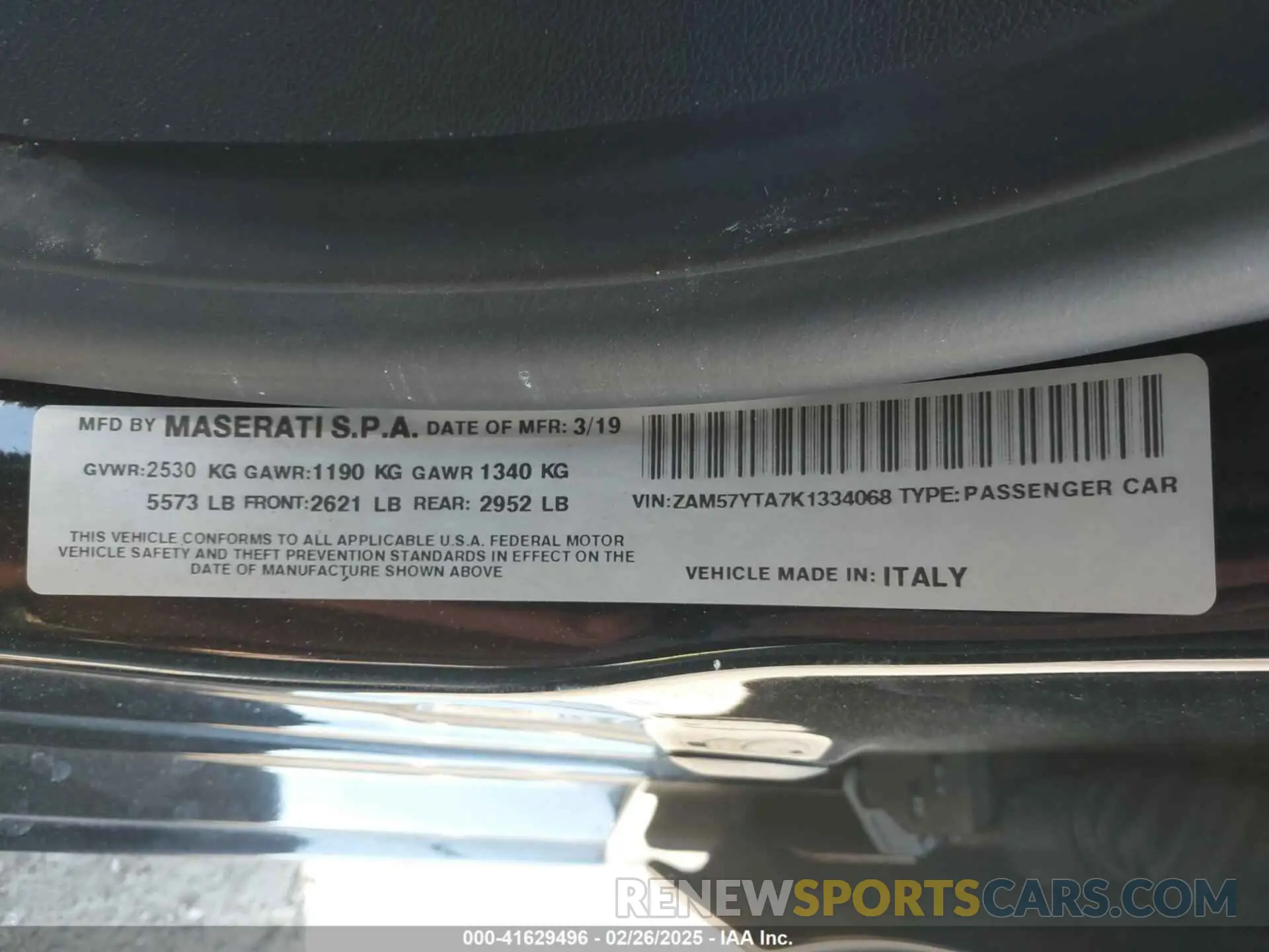 9 Photograph of a damaged car ZAM57YTA7K1334068 MASERATI GHIBLI 2019