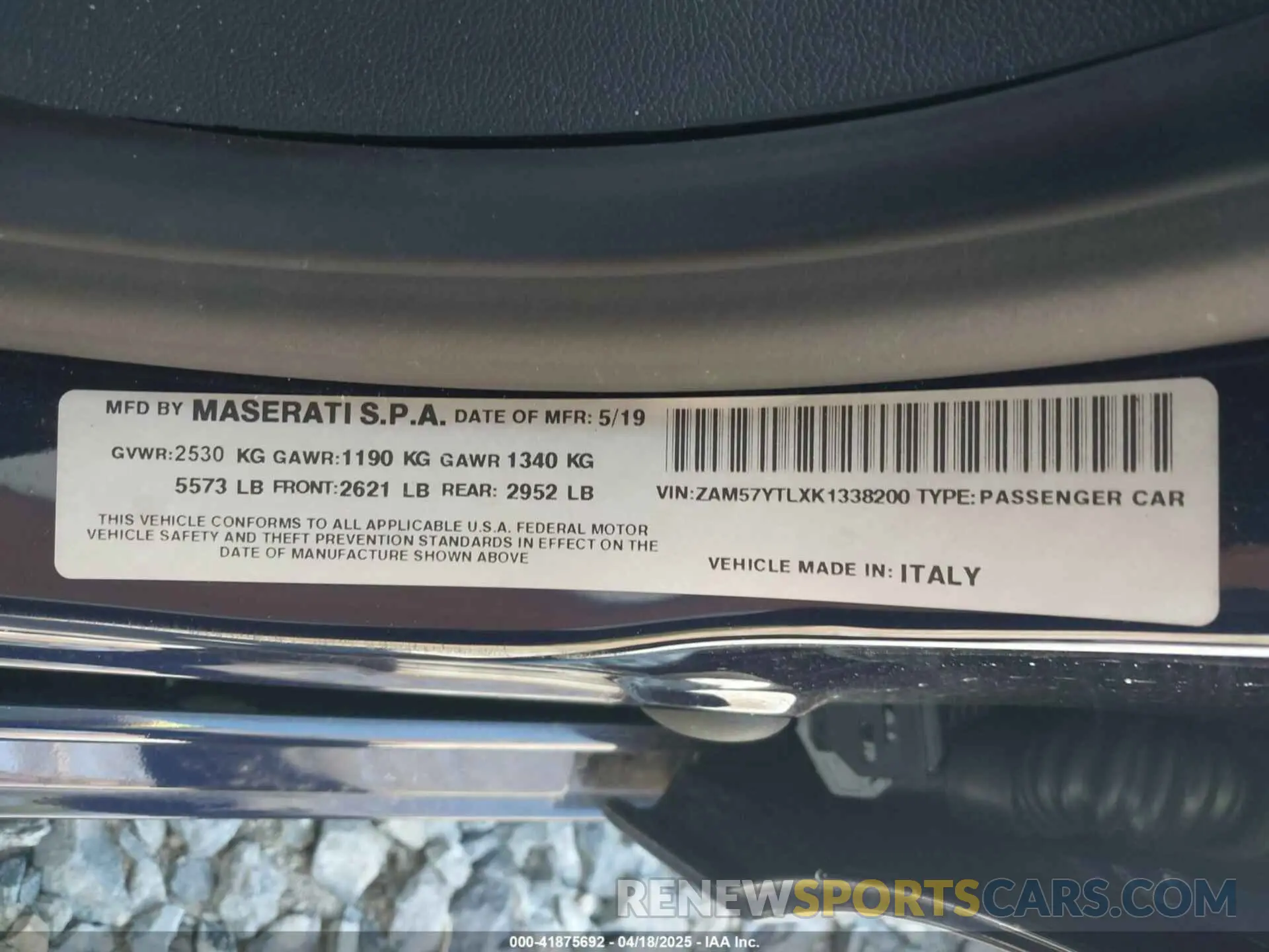 9 Photograph of a damaged car ZAM57YTLXK1338200 MASERATI GHIBLI 2019