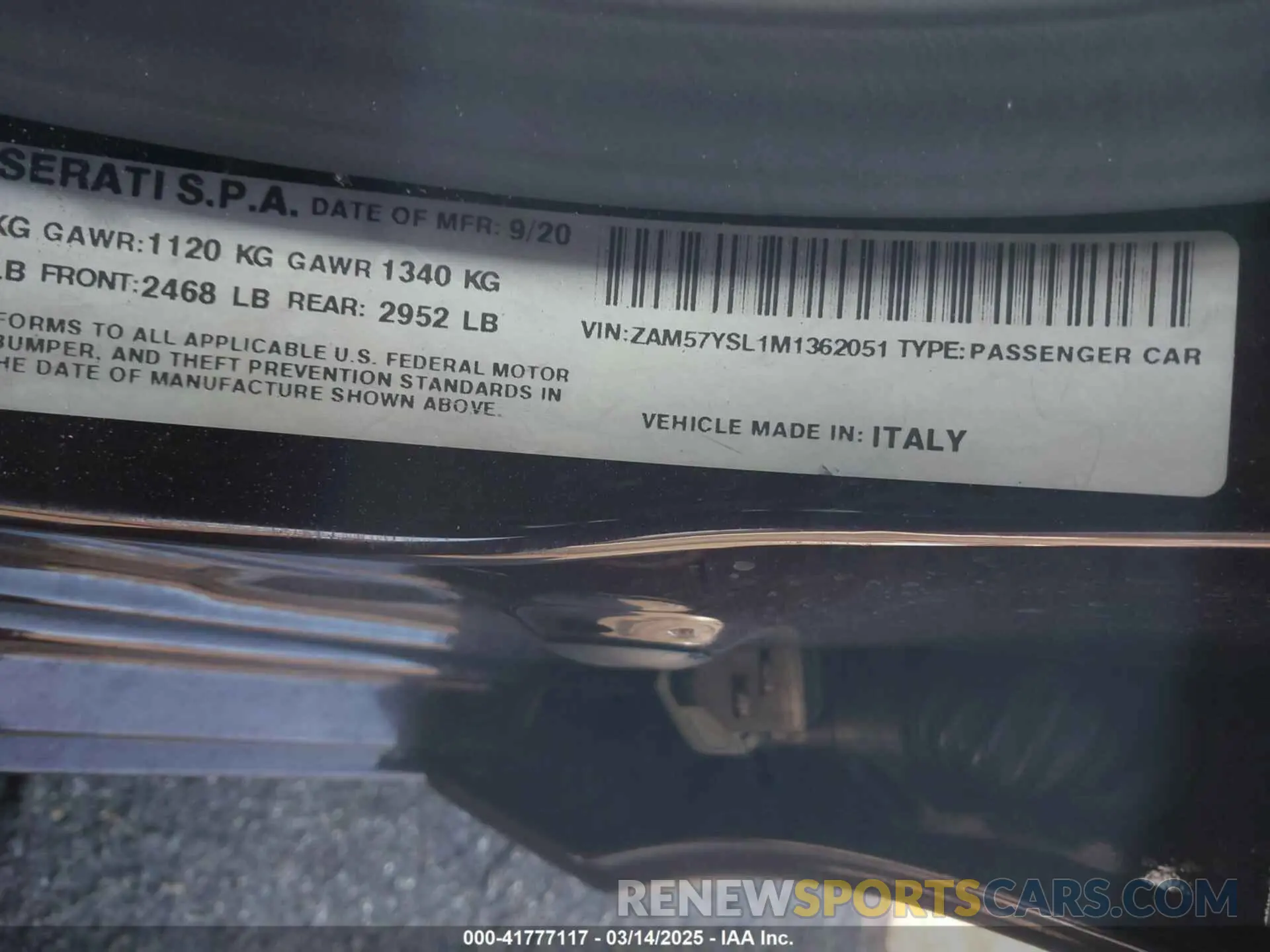 9 Photograph of a damaged car ZAM57YSL1M1362051 MASERATI GHIBLI 2021