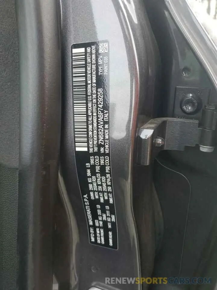 14 Photograph of a damaged car ZN682AVA6P7429258 MASERATI GRECALE GT 2023