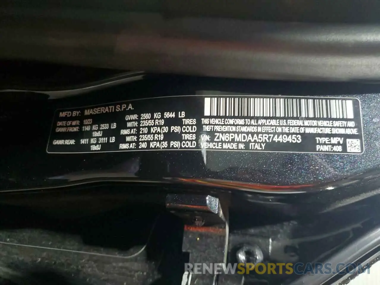 13 Photograph of a damaged car ZN6PMDAA5R7449453 MASERATI GRECALE GT 2024