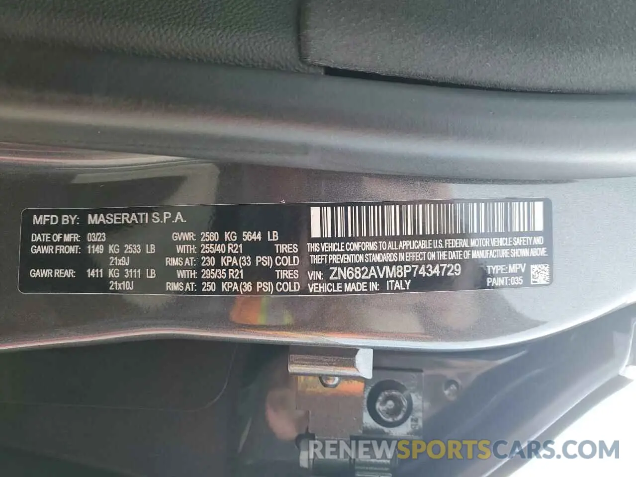 13 Photograph of a damaged car ZN682AVM8P7434729 MASERATI GRECALE MO 2023
