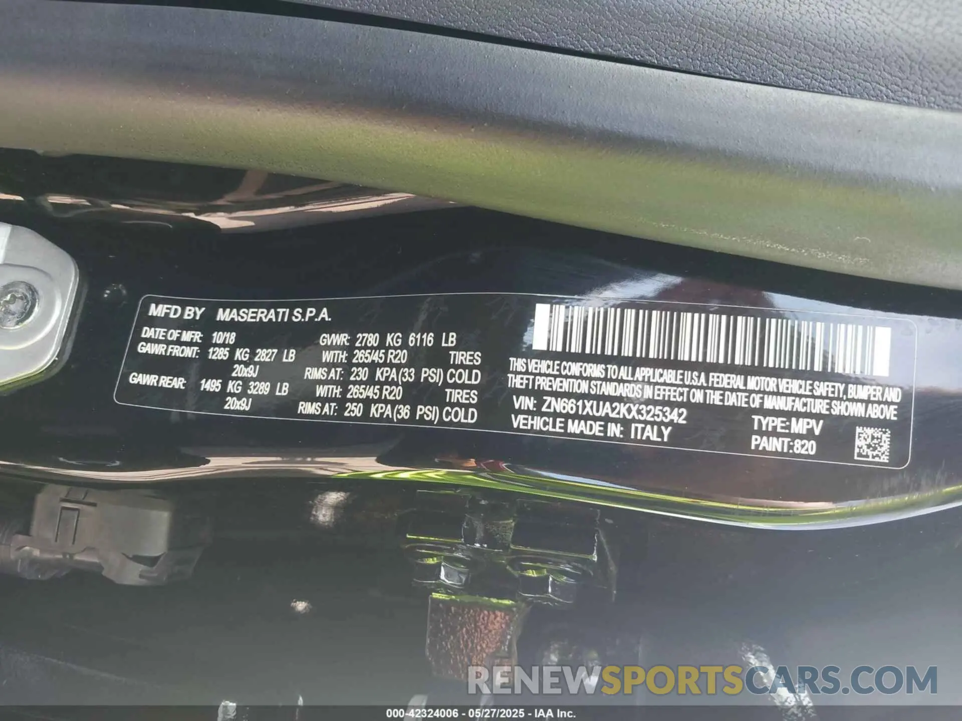 9 Photograph of a damaged car ZN661XUA2KX325342 MASERATI LEVANTE 2019