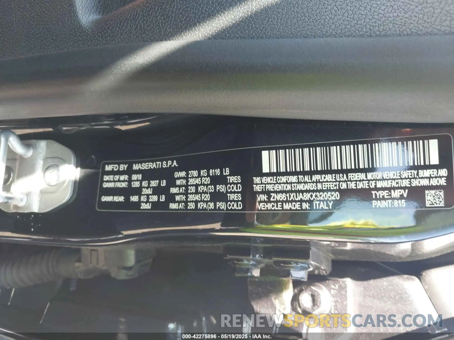 9 Photograph of a damaged car ZN661XUA8KX320520 MASERATI LEVANTE 2019