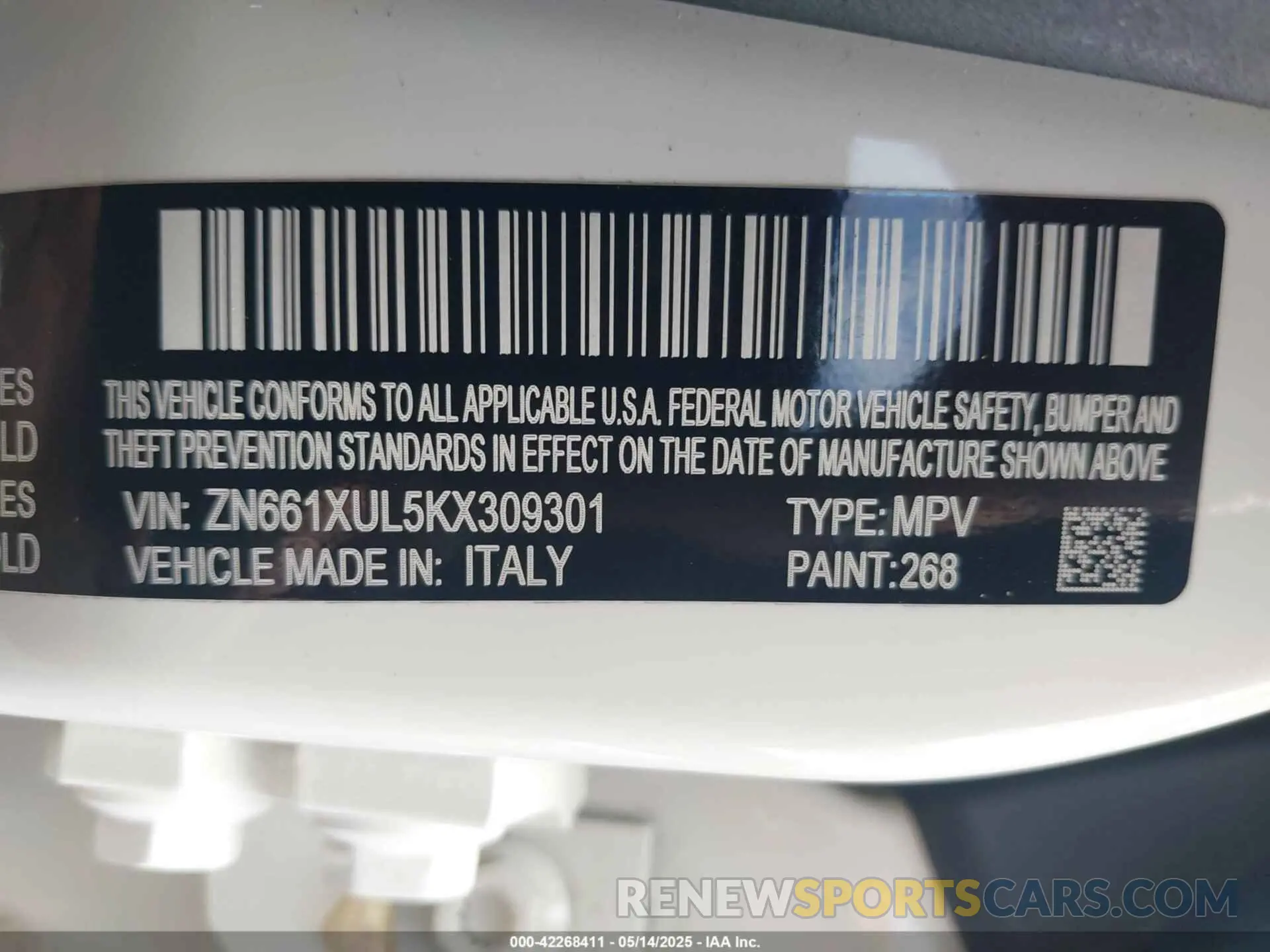 9 Photograph of a damaged car ZN661XUL5KX309301 MASERATI LEVANTE 2019