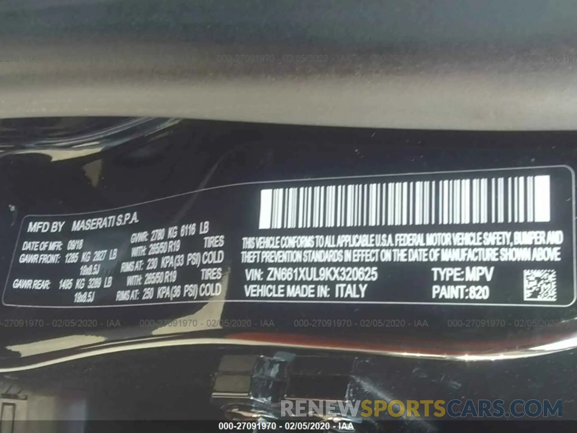 9 Photograph of a damaged car ZN661XUL9KX320625 MASERATI LEVANTE 2019