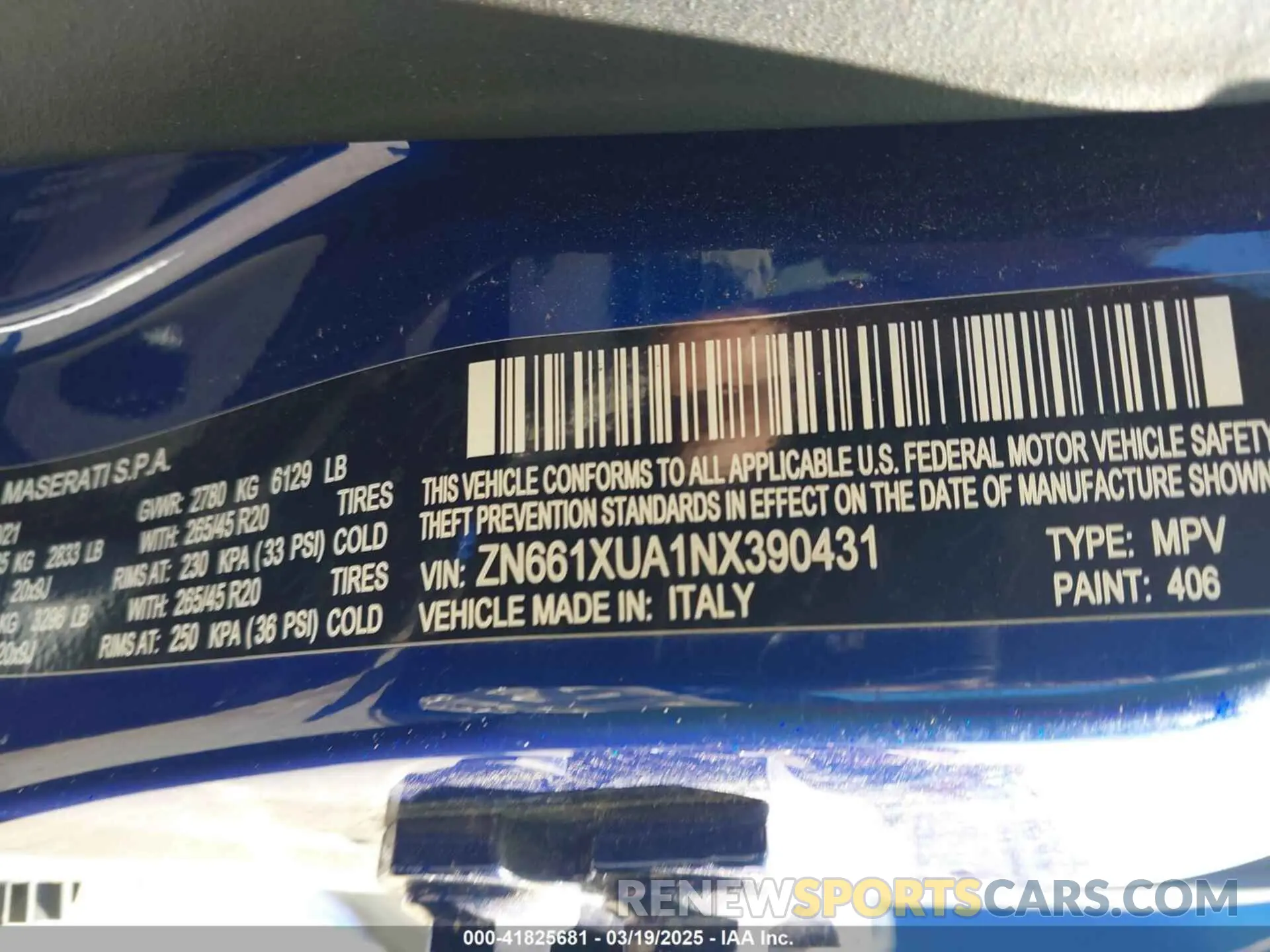 9 Photograph of a damaged car ZN661XUA1NX390431 MASERATI LEVANTE 2022