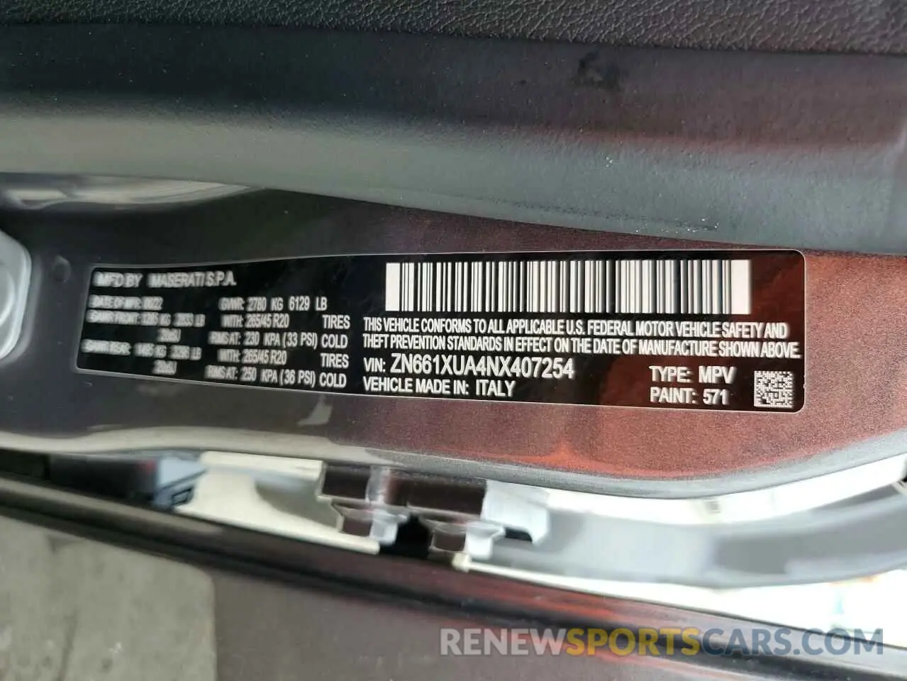 14 Photograph of a damaged car ZN661XUA4NX407254 MASERATI LEVANTE BA 2022