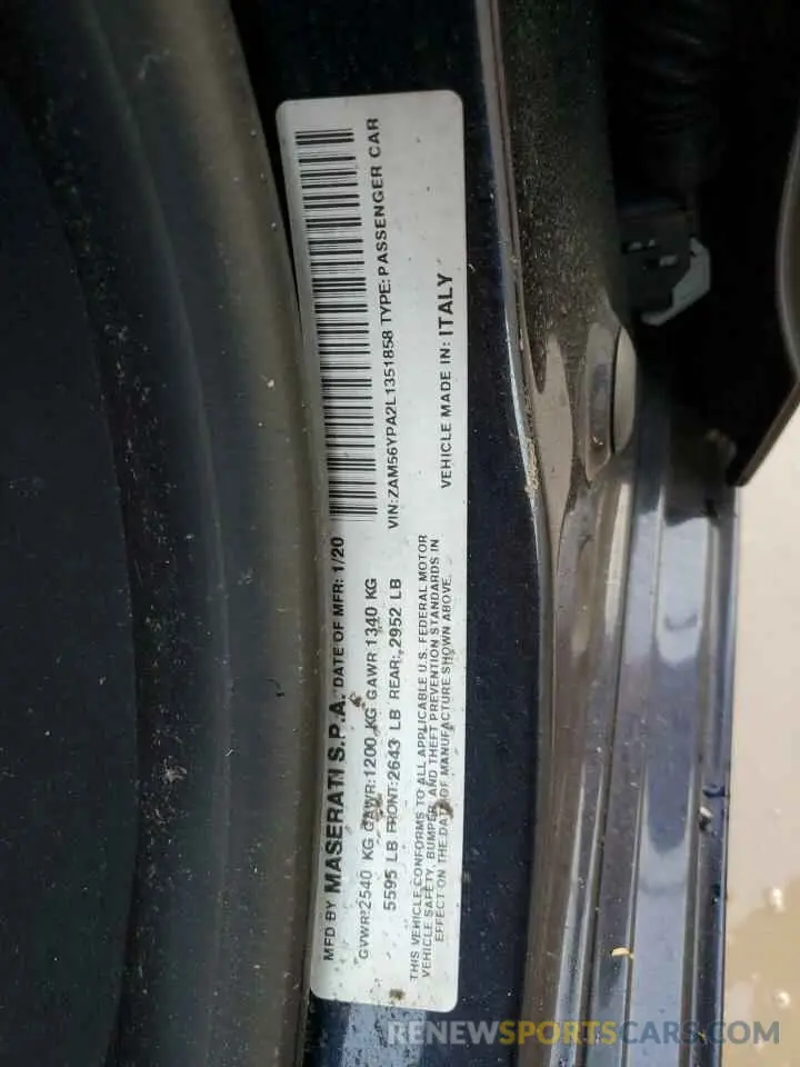 12 Photograph of a damaged car ZAM56YPA2L1351858 MASERATI QUATTROPOR 2020
