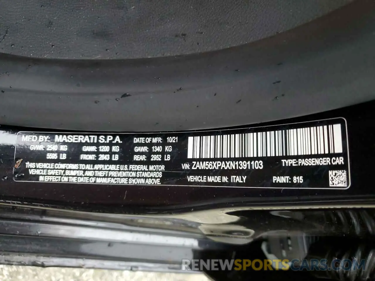 12 Photograph of a damaged car ZAM56XPAXN1391103 MASERATI QUATTROPOR 2022