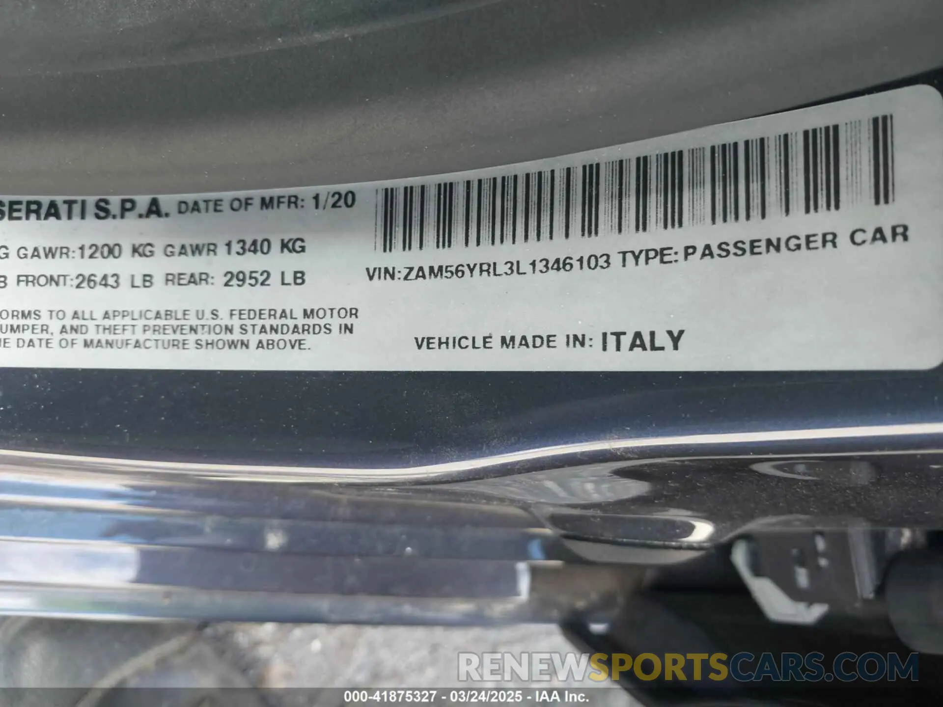 9 Photograph of a damaged car ZAM56YRL3L1346103 MASERATI QUATTROPORTE 2020