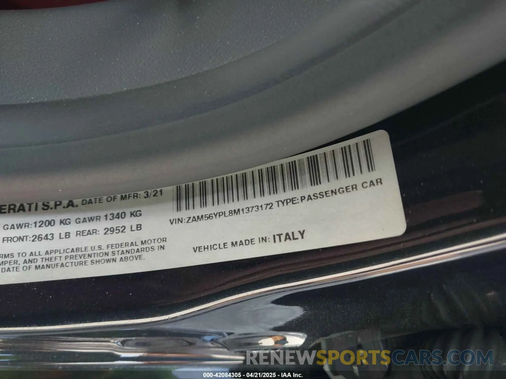 9 Photograph of a damaged car ZAM56YPL8M1373172 MASERATI QUATTROPORTE 2021