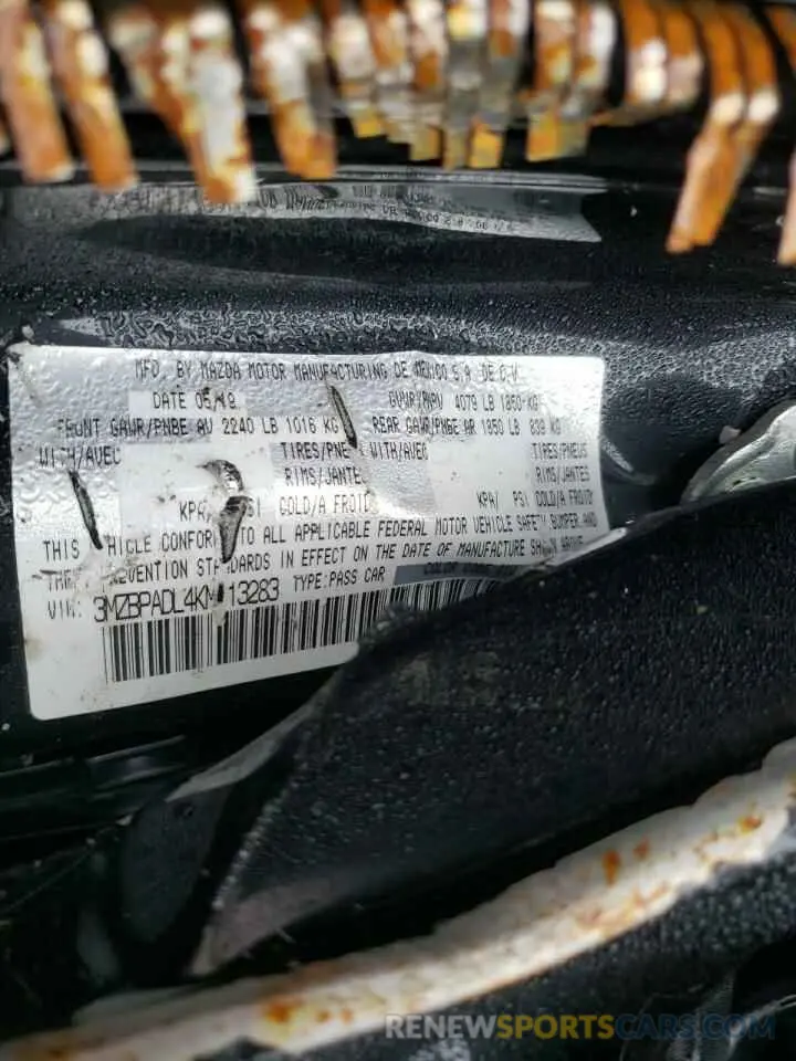 13 Photograph of a damaged car 3MZBPADL4KM113283 MAZDA 3 2019