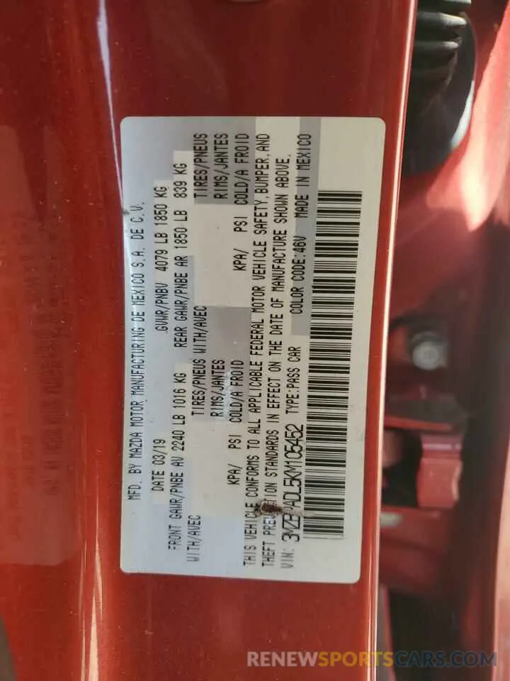 13 Photograph of a damaged car 3MZBPADL5KM105452 MAZDA 3 2019