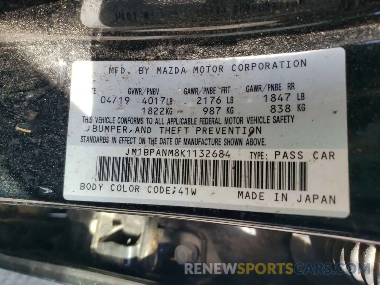 13 Photograph of a damaged car JM1BPANM8K1132684 MAZDA 3 2019