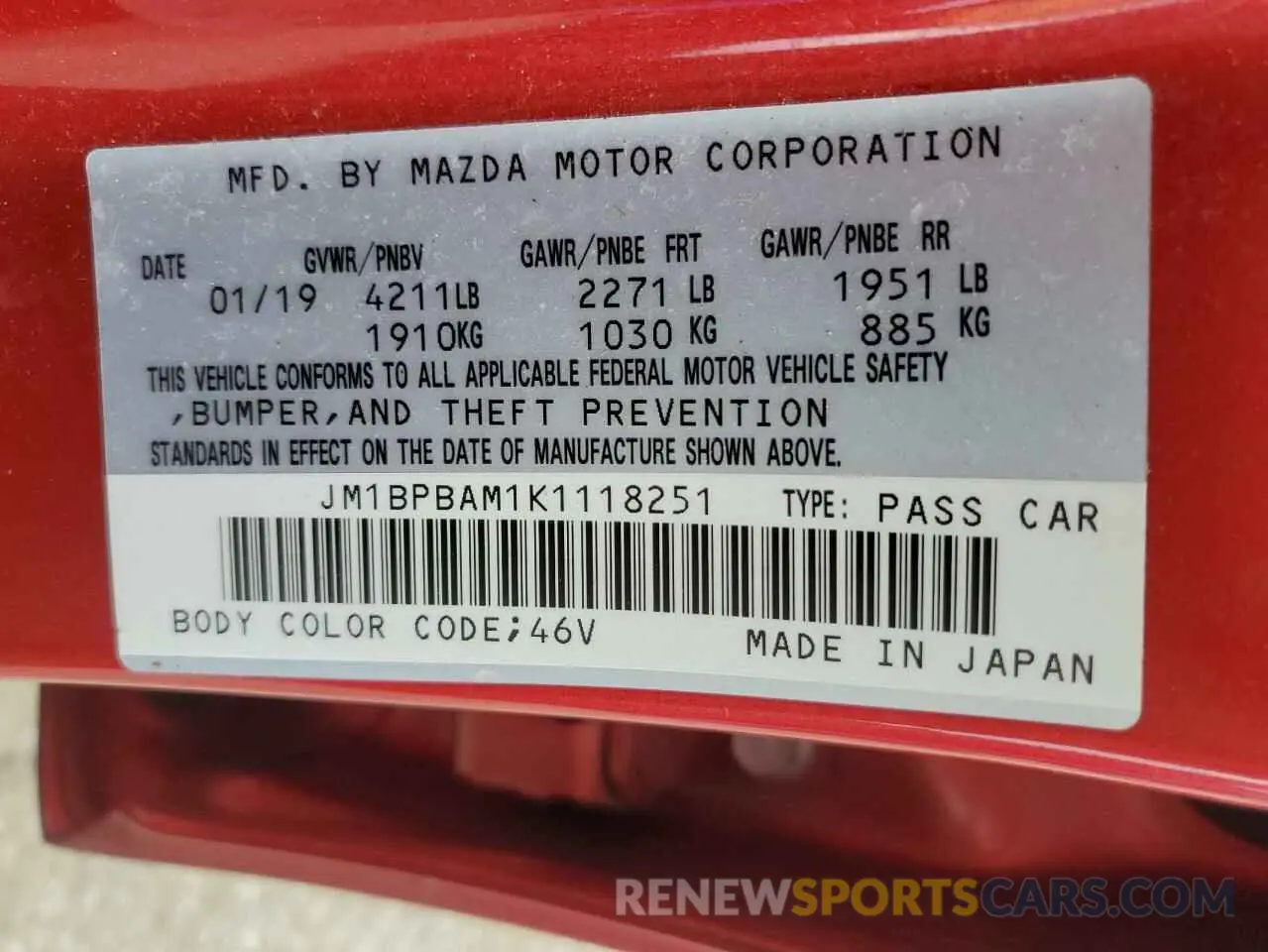 12 Photograph of a damaged car JM1BPBAM1K1118251 MAZDA 3 2019