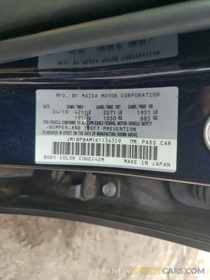 12 Photograph of a damaged car JM1BPBAM1K1136359 MAZDA 3 2019