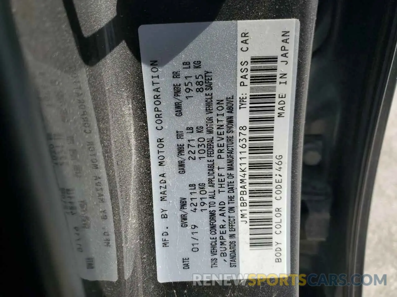 14 Photograph of a damaged car JM1BPBAM4K1116378 MAZDA 3 2019