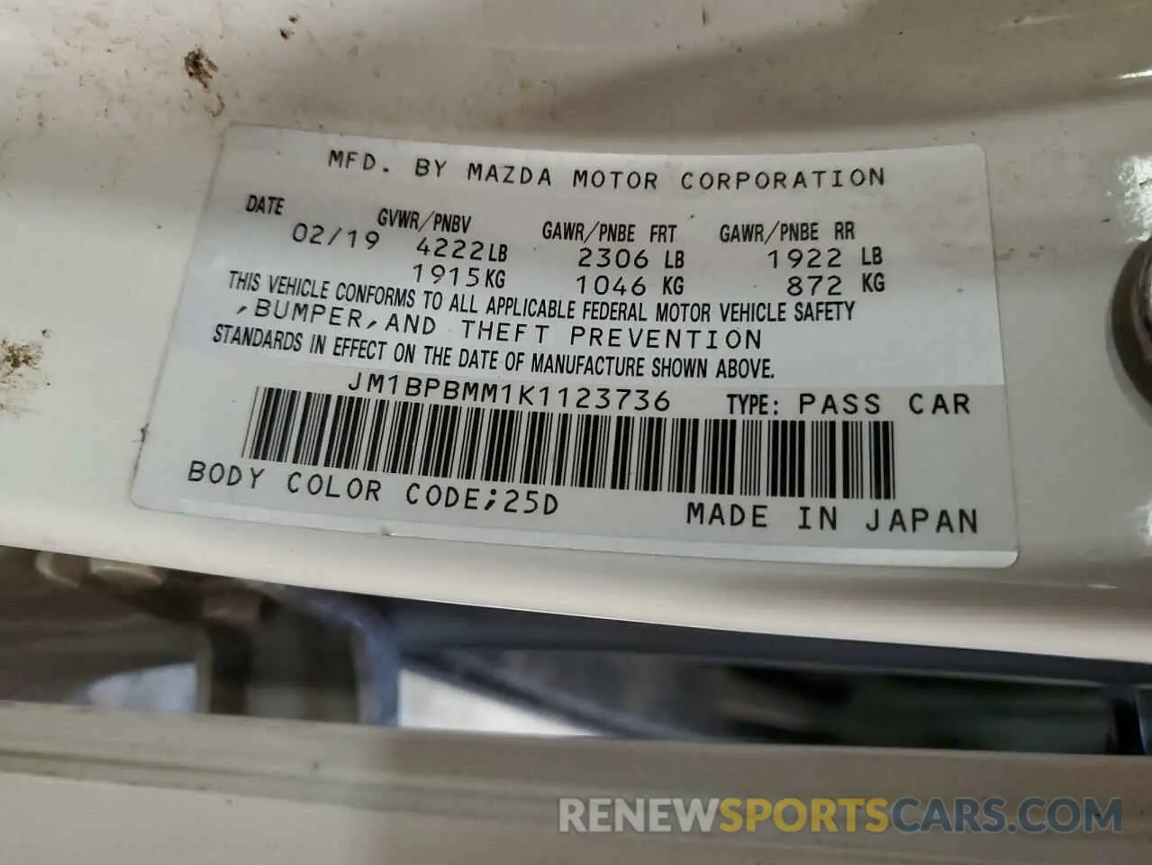 15 Photograph of a damaged car JM1BPBMM1K1123736 MAZDA 3 2019
