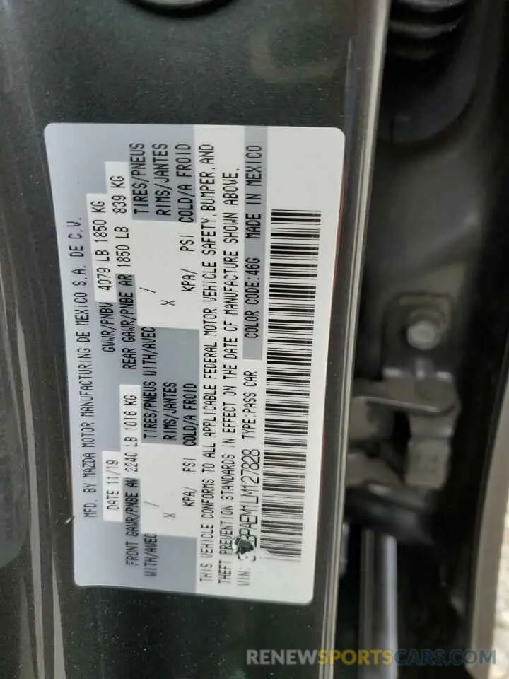 13 Photograph of a damaged car 3MZBPAEM1LM127828 MAZDA 3 2020