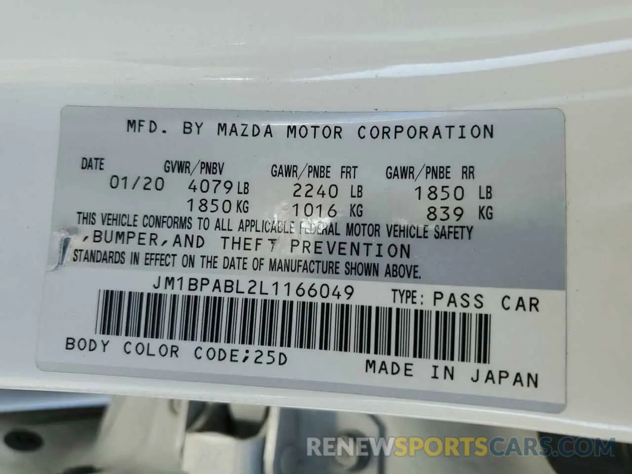 12 Photograph of a damaged car JM1BPABL2L1166049 MAZDA 3 2020