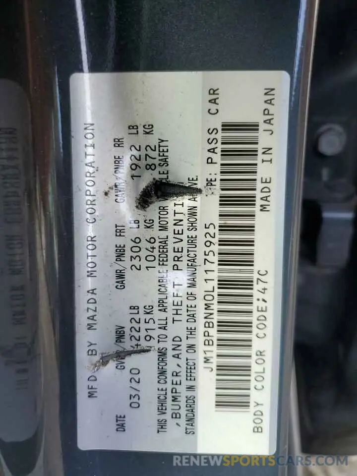 12 Photograph of a damaged car JM1BPBNM0L1175925 MAZDA 3 2020