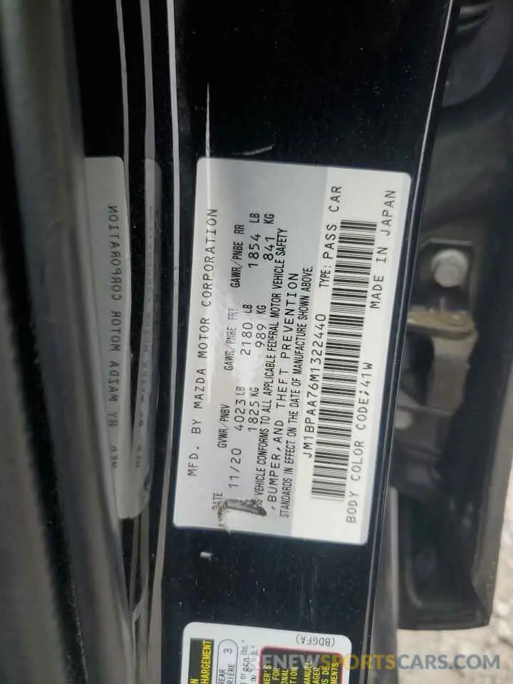 14 Photograph of a damaged car JM1BPAA76M1322440 MAZDA 3 2021