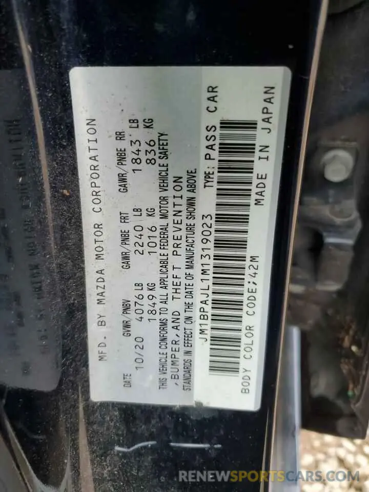 14 Photograph of a damaged car JM1BPAJL1M1319023 MAZDA 3 2021