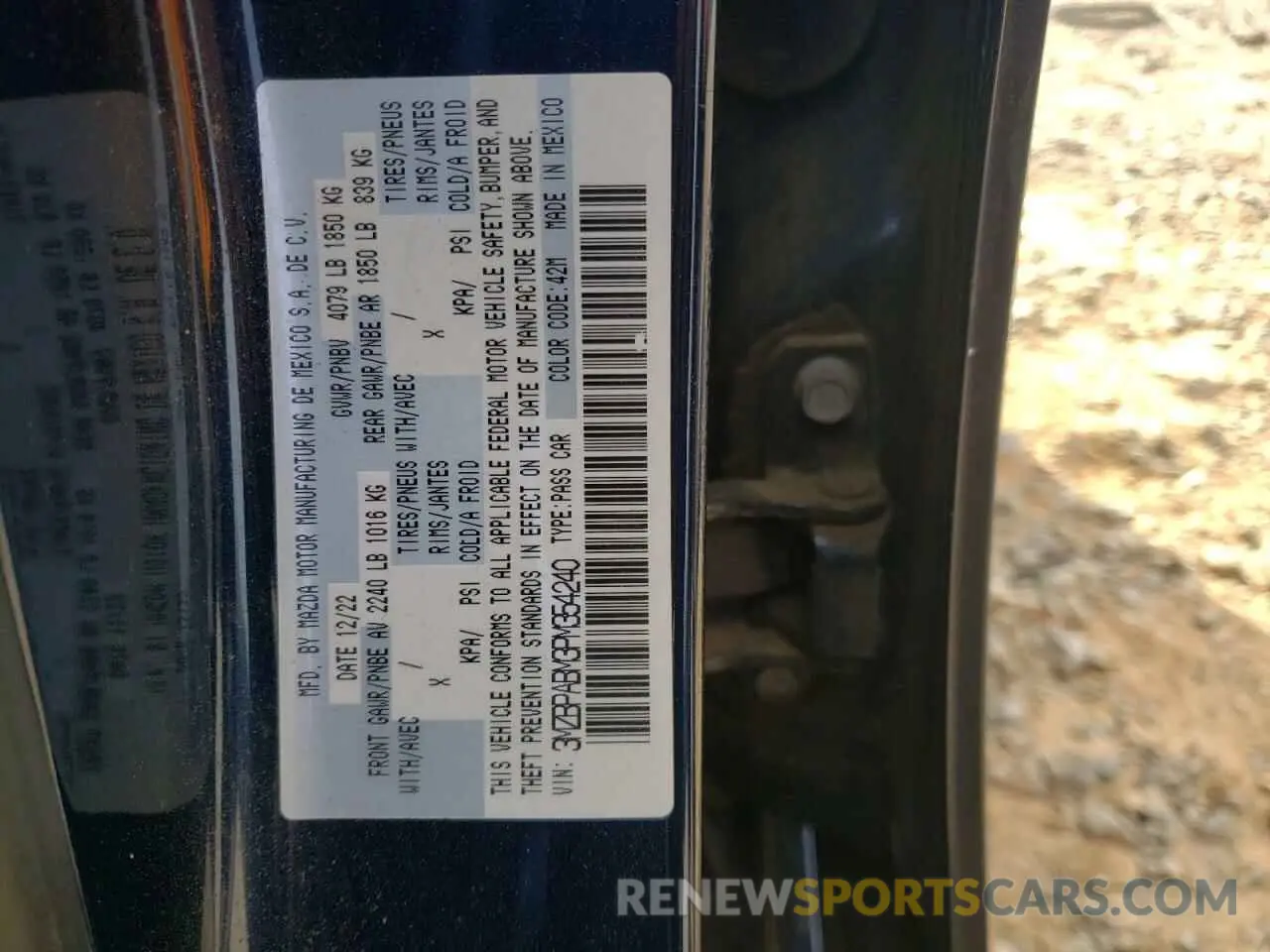 14 Photograph of a damaged car 3MZBPABM3PM354240 MAZDA 3 2023