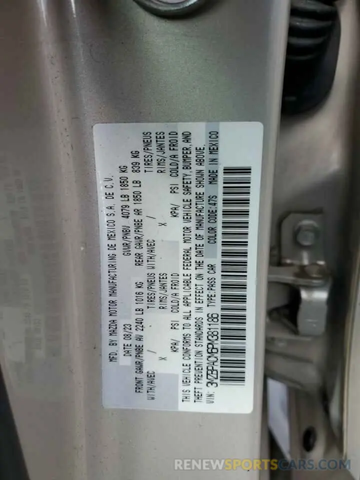 12 Photograph of a damaged car 3MZBPACM6PM381186 MAZDA 3 2023